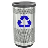 WITT Standard Series Recycling Receptacle with Flat Top and Two Hole Openings - 35 Gallons, Stainless Steel